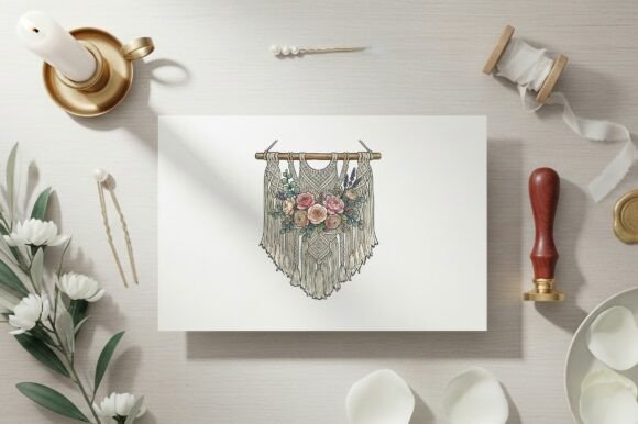 Boho Wall Hanging with Floral Embroidery