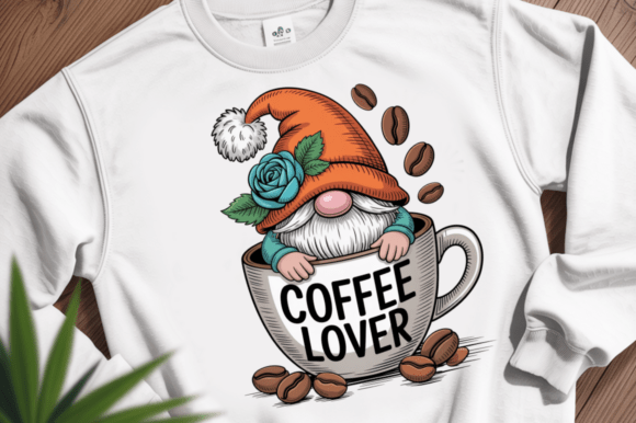 Coffee Gnome Embroidery Design, Coffee