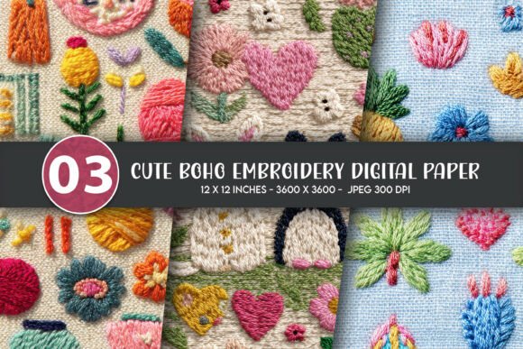Cute Boho Embroidery Digital Paper Review