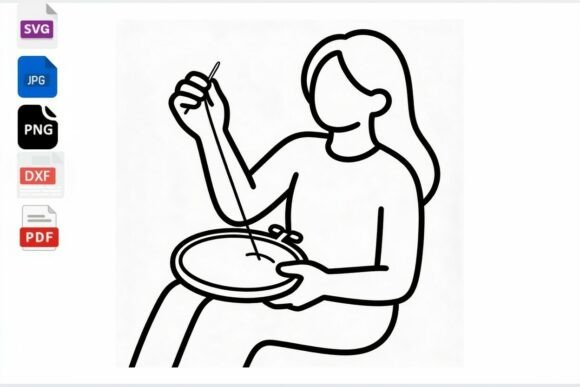 Embroidery Hoop Woman Line Art SVG Review