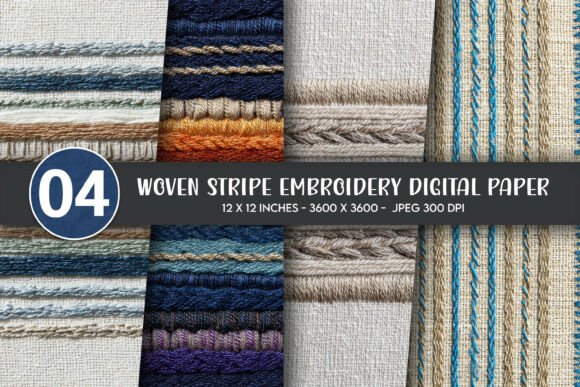 Woven Stripe Embroidery Digital Paper Review